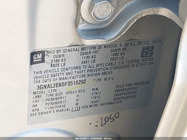 Chevrolet lea 2015 3GNAL2EK6FS516292 Image 9