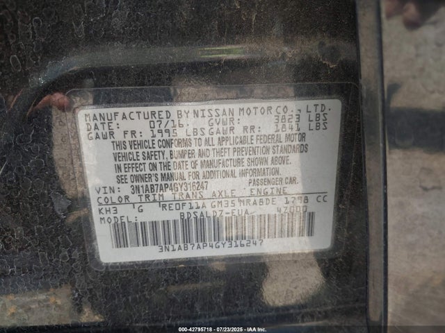 3N1AB7AP4GY316247 Nissan 2016
