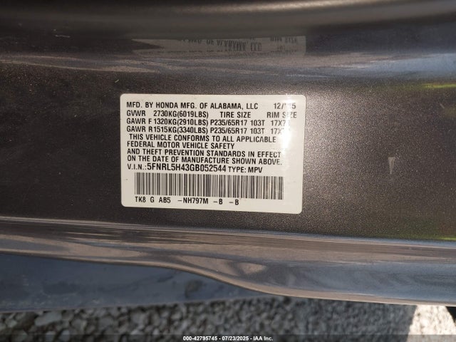 5FNRL5H43GB052544 Honda j35z8