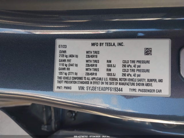 2023 TESLA MODEL 3 5YJ3E1EA0PF619344 Photo 8
