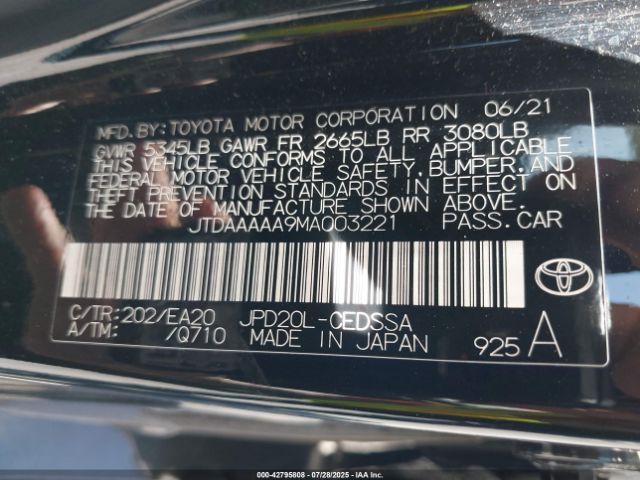 2021 TOYOTA MIRAI JTDAAAAA9MA003221 Photo 8