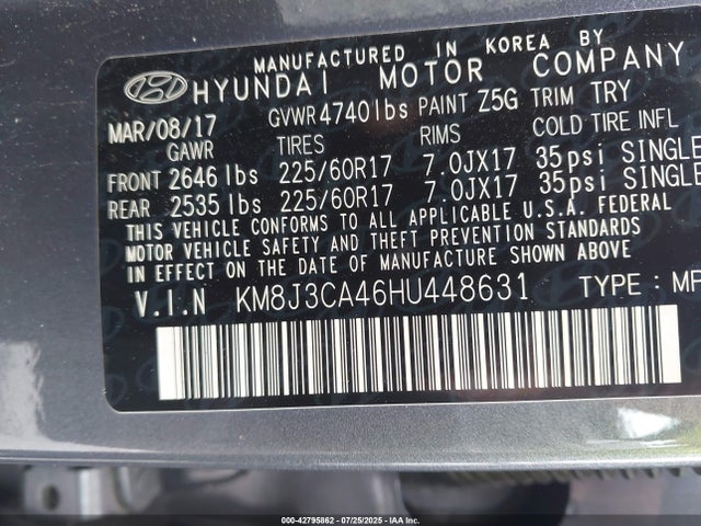 KM8J3CA46HU448631 Hyundai gdi nu