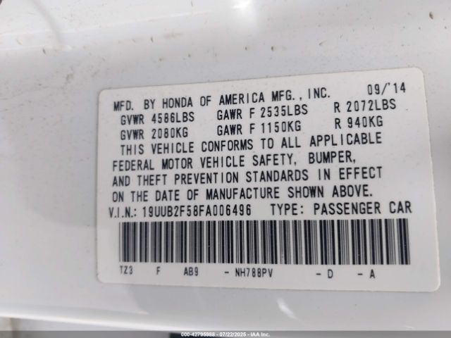 2015 ACURA TLX 19UUB2F58FA006496 Photo 8