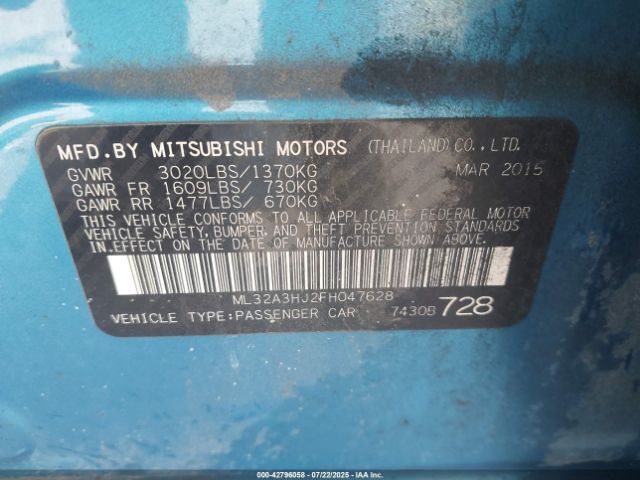 2015 MITSUBISHI MIRAGE ML32A3HJ2FH047628 Photo 8