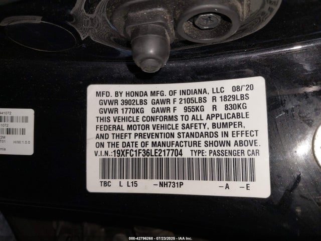 19XFC1F36LE217704 Honda l15b7