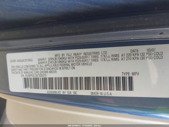 2008 SUBARU OUTBACK 4S4BP62C387305070 Photo 8