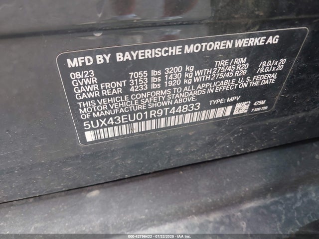 5UX43EU01R9T44833 BMW X5