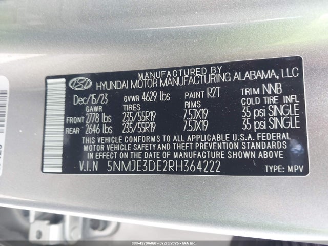 5NMJE3DE2RH364222 Hyundai gdi theta iii