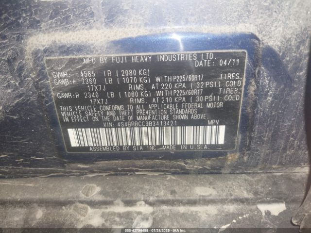 2011 SUBARU OUTBACK 4S4BRBCC9B3413421 Photo 8