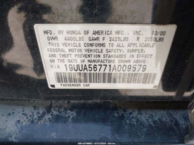 2001 ACURA TL 19UUA56771A009579 Photo 8