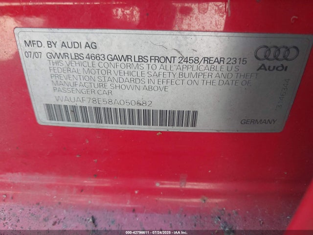 2008 AUDI A4 WAUAF78E58A050682 Photo 8