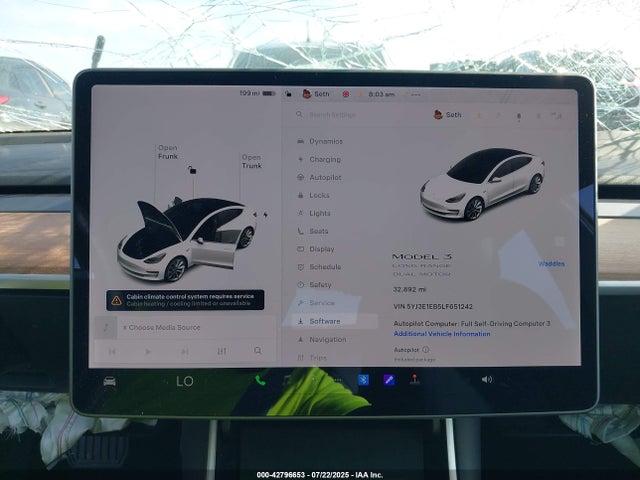 5YJ3E1EB5LF651242 Tesla MODEL 3