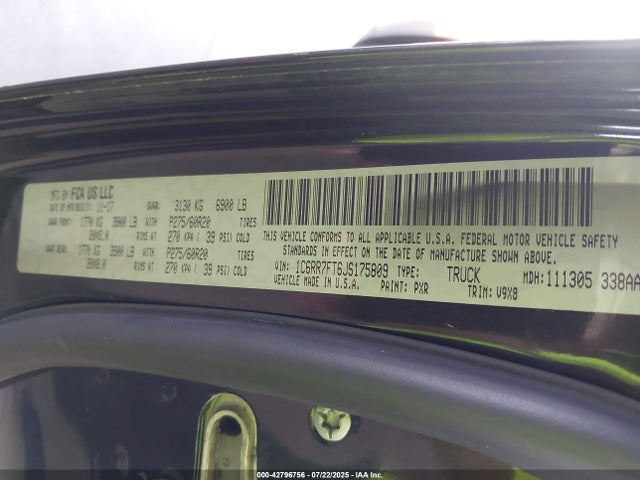 RAM 1500 2018 1C6RR7FT6JS175809 Image 9