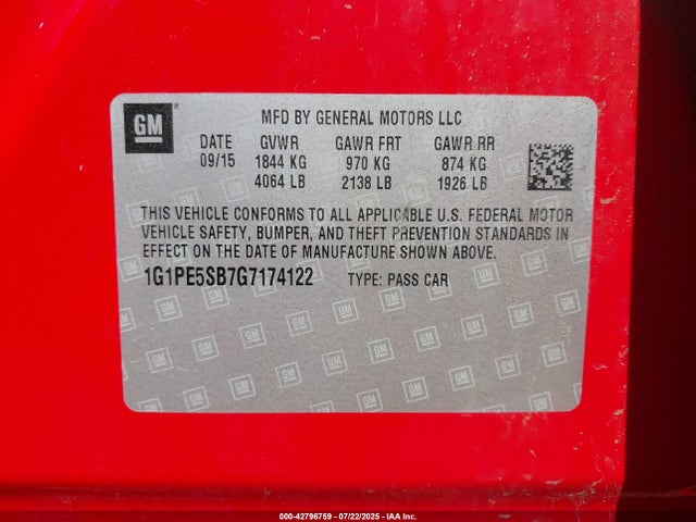 1G1PE5SB7G7174122 Chevrolet luv - vvt, alum, e85 max
