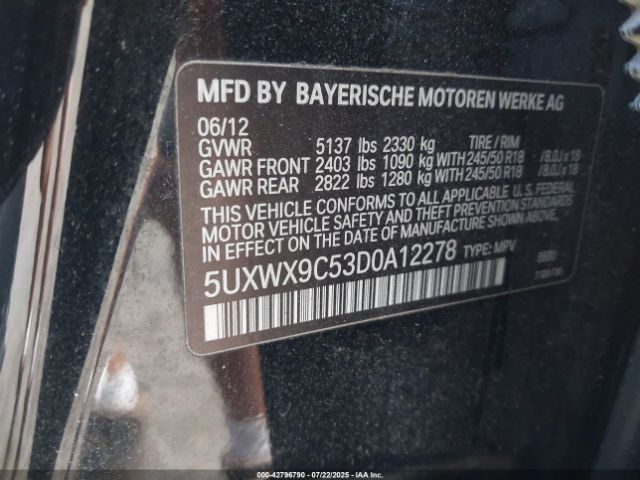 2013 BMW X3 5UXWX9C53D0A12278 Photo 8