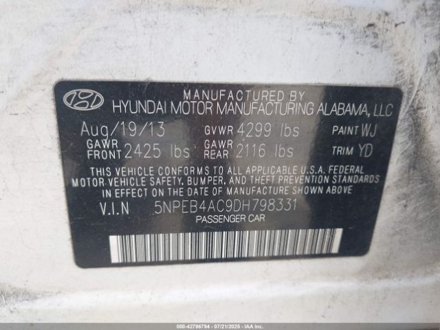 2013 HYUNDAI SONATA 5NPEB4AC9DH798331 Photo 8