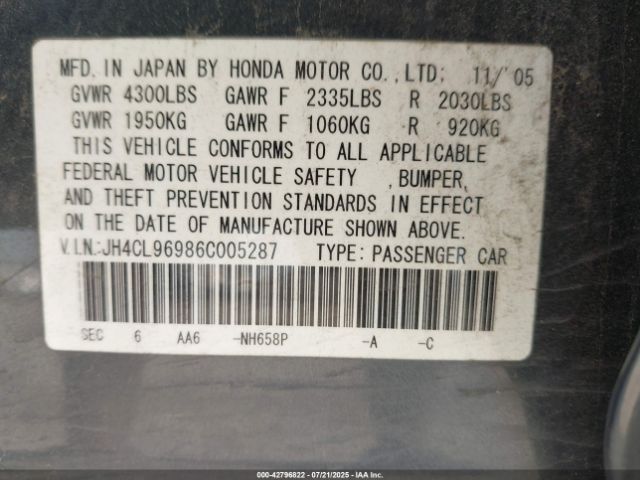 2006 ACURA TSX JH4CL96986C005287 Photo 8