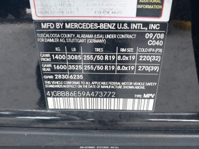 2009 MERCEDES-BENZ ML 350 4JGBB86E59A473772 Photo 8