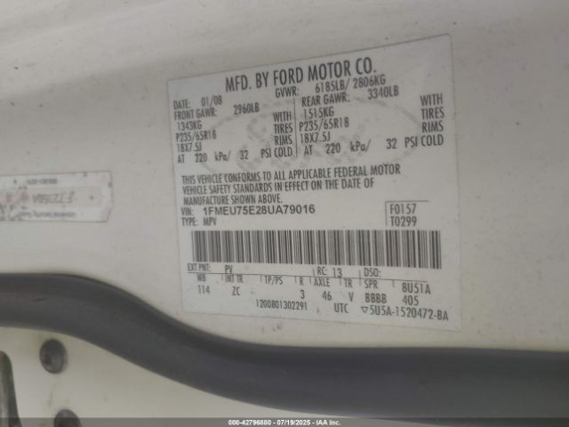 2008 FORD EXPLORER 1FMEU75E28UA79016 Photo 8