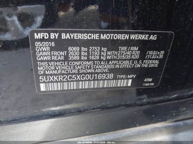 5UXKR2C5XG0U16938 BMW X5