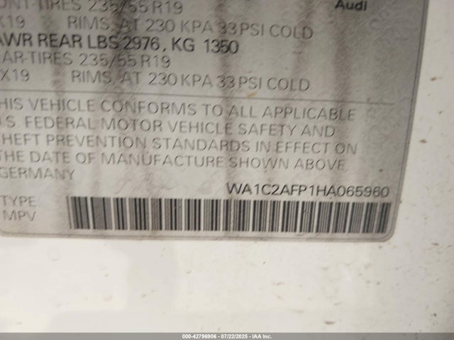 2017 AUDI Q5 WA1C2AFP1HA065960 Photo 8