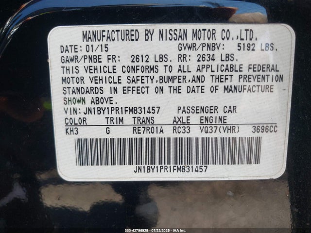 JN1BY1PR1FM831457 Infiniti 2015