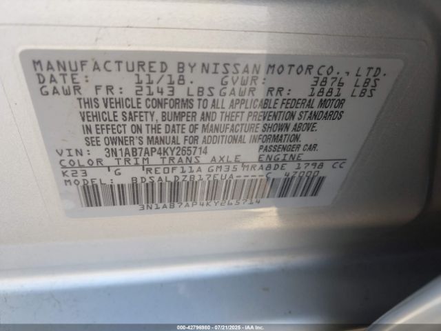 2019 NISSAN SENTRA 3N1AB7AP4KY265714 Photo 8