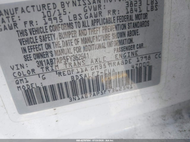3N1AB7AP5FY362541 Nissan 2015