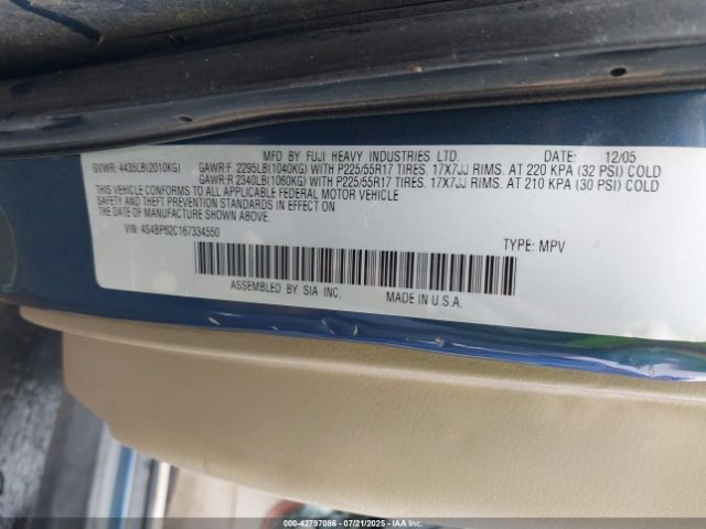 2006 SUBARU OUTBACK 4S4BP62C167334550 Photo 8