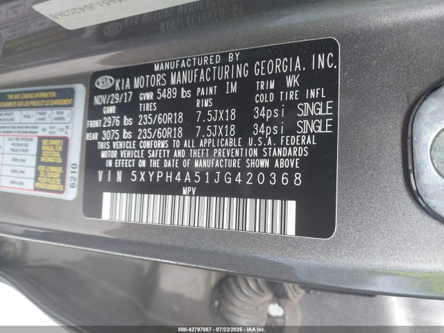 5XYPH4A51JG420368 KIA gdi lambda-ii