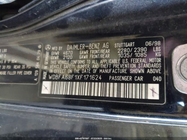 1999 MERCEDES-BENZ SL 500 WDBFA68F1XF171624 Photo 8