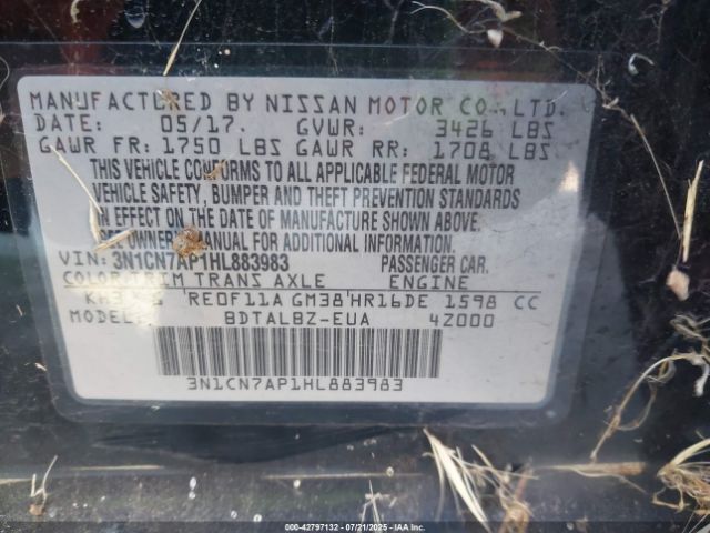 2017 NISSAN VERSA 3N1CN7AP1HL883983 Photo 8