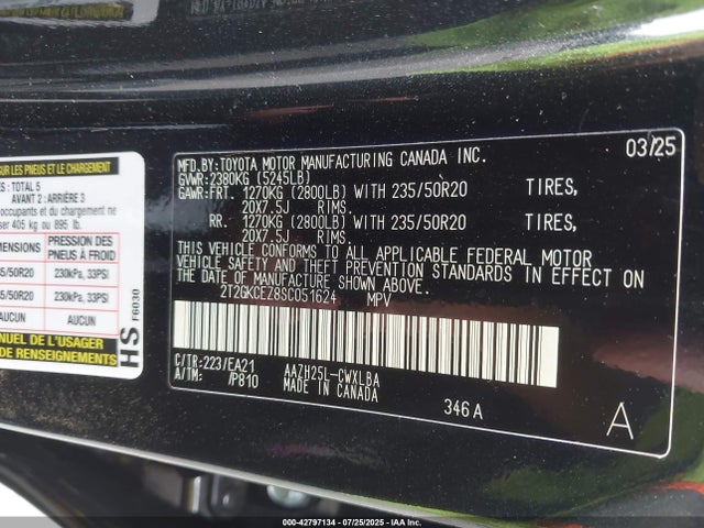 2T2GKCEZ8SC051624 Lexus a25a-fxs
