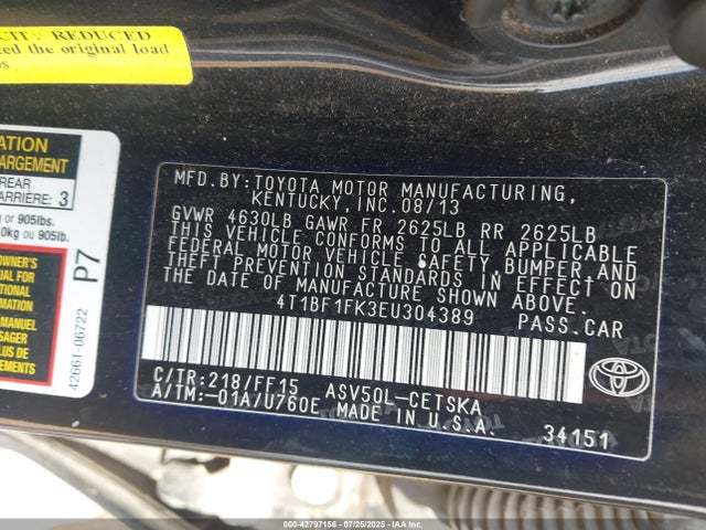 Toyota 2ar-fe 2014 4T1BF1FK3EU304389 Image 9