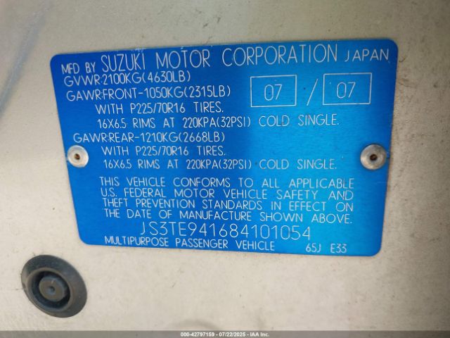 2008 SUZUKI GRAND VITARA JS3TE941684101054 Photo 8