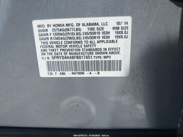 2015 ACURA MDX 5FRYD4H48FB017451 Photo 8