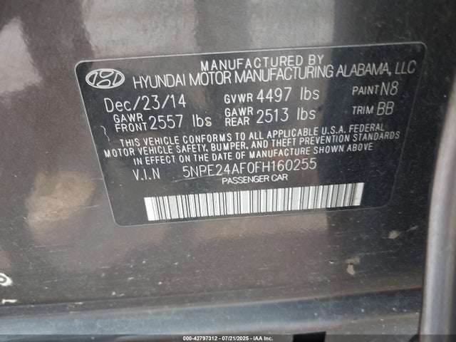 5NPE24AF0FH160255 Hyundai dohc gdi theta-ii