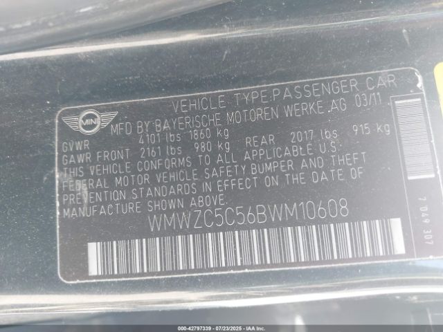 2011 MINI COOPER S COUNTRYMAN WMWZC5C56BWM10608 Photo 8