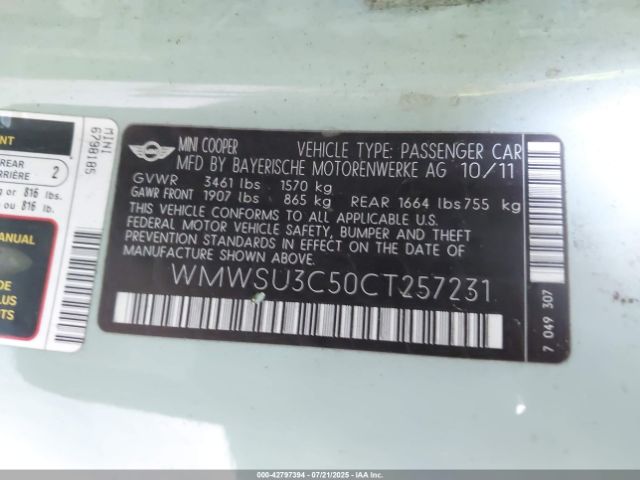 2012 MINI COOPER WMWSU3C50CT257231 Photo 8