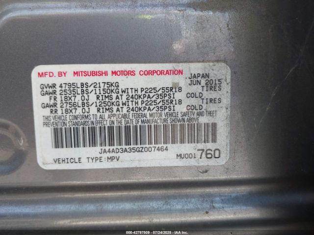 2016 MITSUBISHI OUTLANDER JA4AD3A35GZ007464 Photo 8