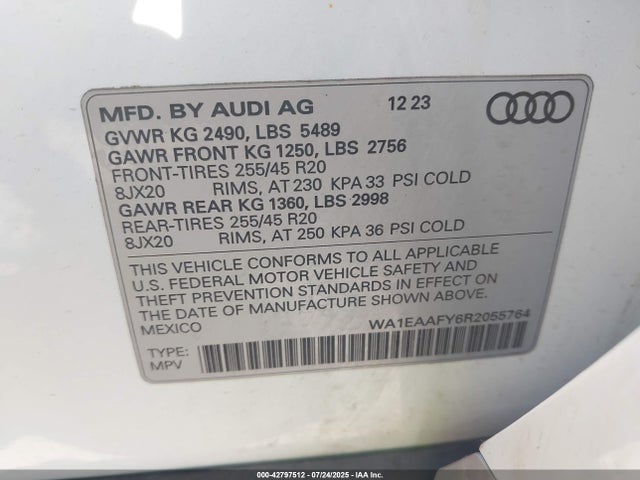 2024 AUDI Q5 WA1EAAFY6R2055764 Photo 8
