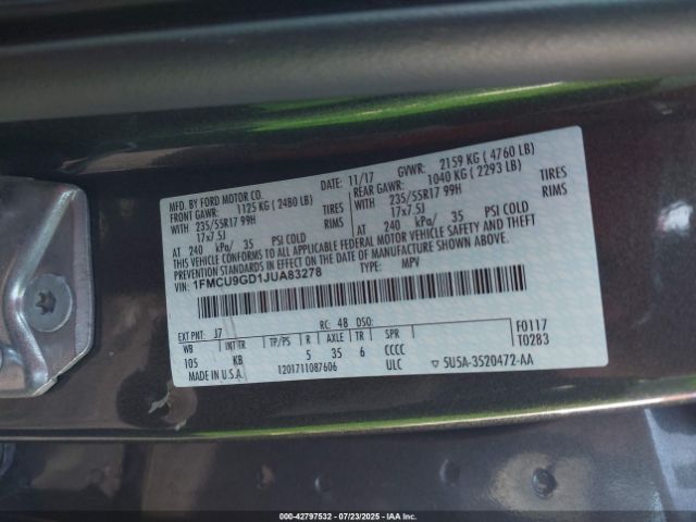 2018 FORD ESCAPE 1FMCU9GD1JUA83278 Photo 8