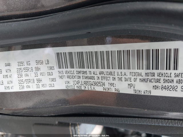 1C4PJLAB5GW302534 Jeep Cherokee