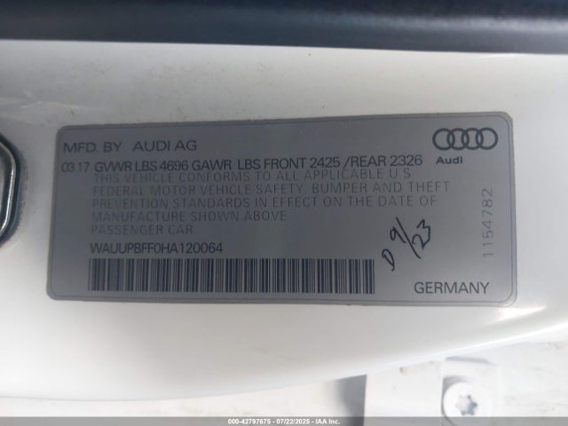 WAUUPBFF0HA120064 Audi 2017