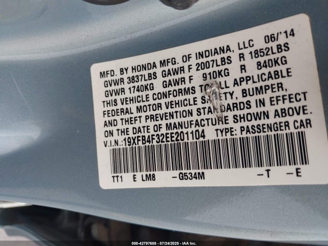 Honda lea2 2014 19XFB4F32EE201104 Image 9