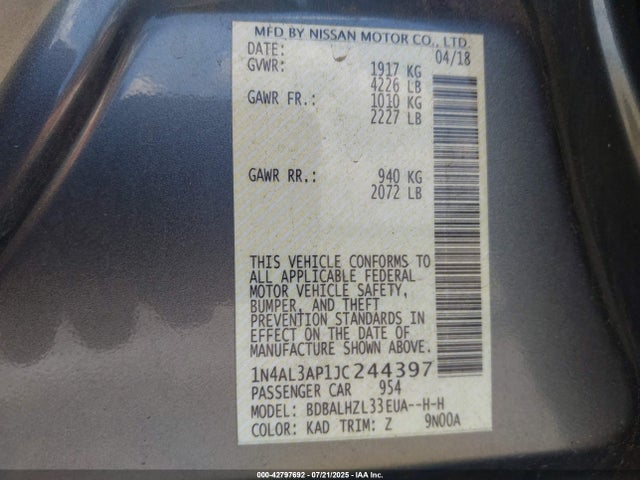 Nissan 2018 2018 1N4AL3AP1JC244397 Image 9