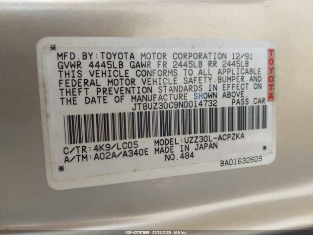 1992 LEXUS SC JT8UZ30C9N0014732 Photo 8