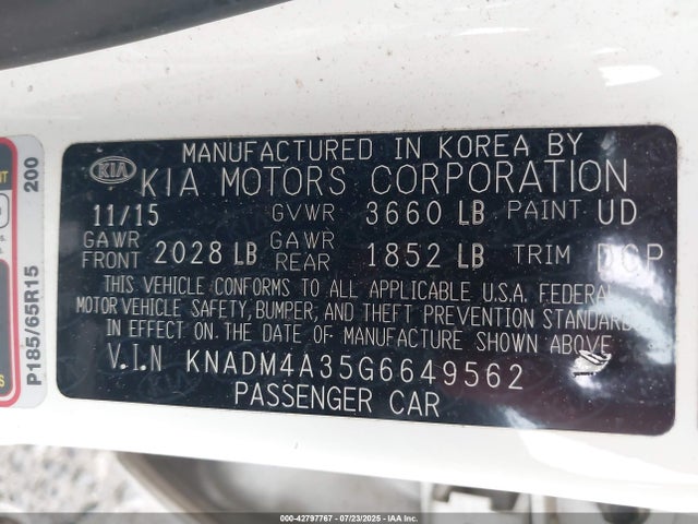 KNADM4A35G6649562 KIA gamma