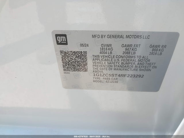 1G1ZC5ST4RF223292 Chevrolet lfv