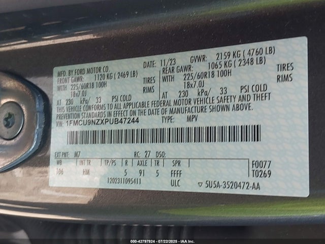 1FMCU9NZXPUB47244 Ford dura d4 ivct atk